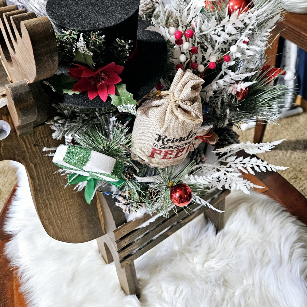 Reindeer Sleigh Christmas Decoration.  Rudolph The Red Nose Reindeer Beautiful